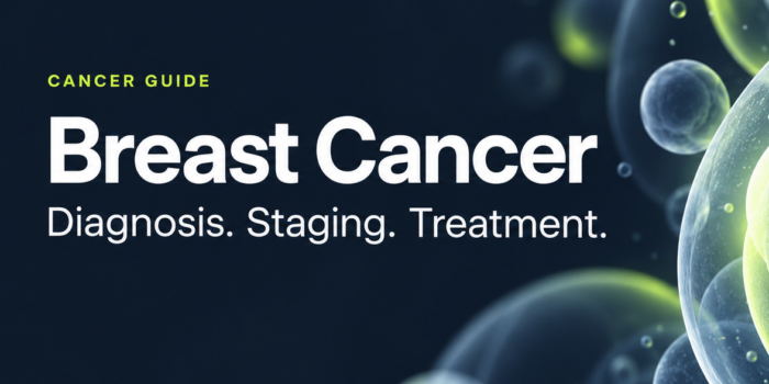 Breast cancer guide covering diagnosis, staging and treatment