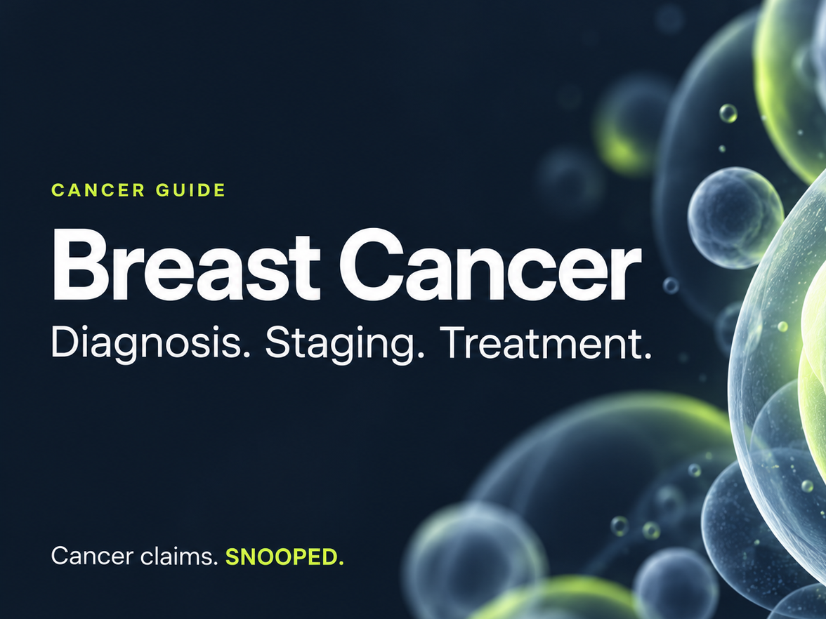 Breast cancer guide covering diagnosis, staging and treatment